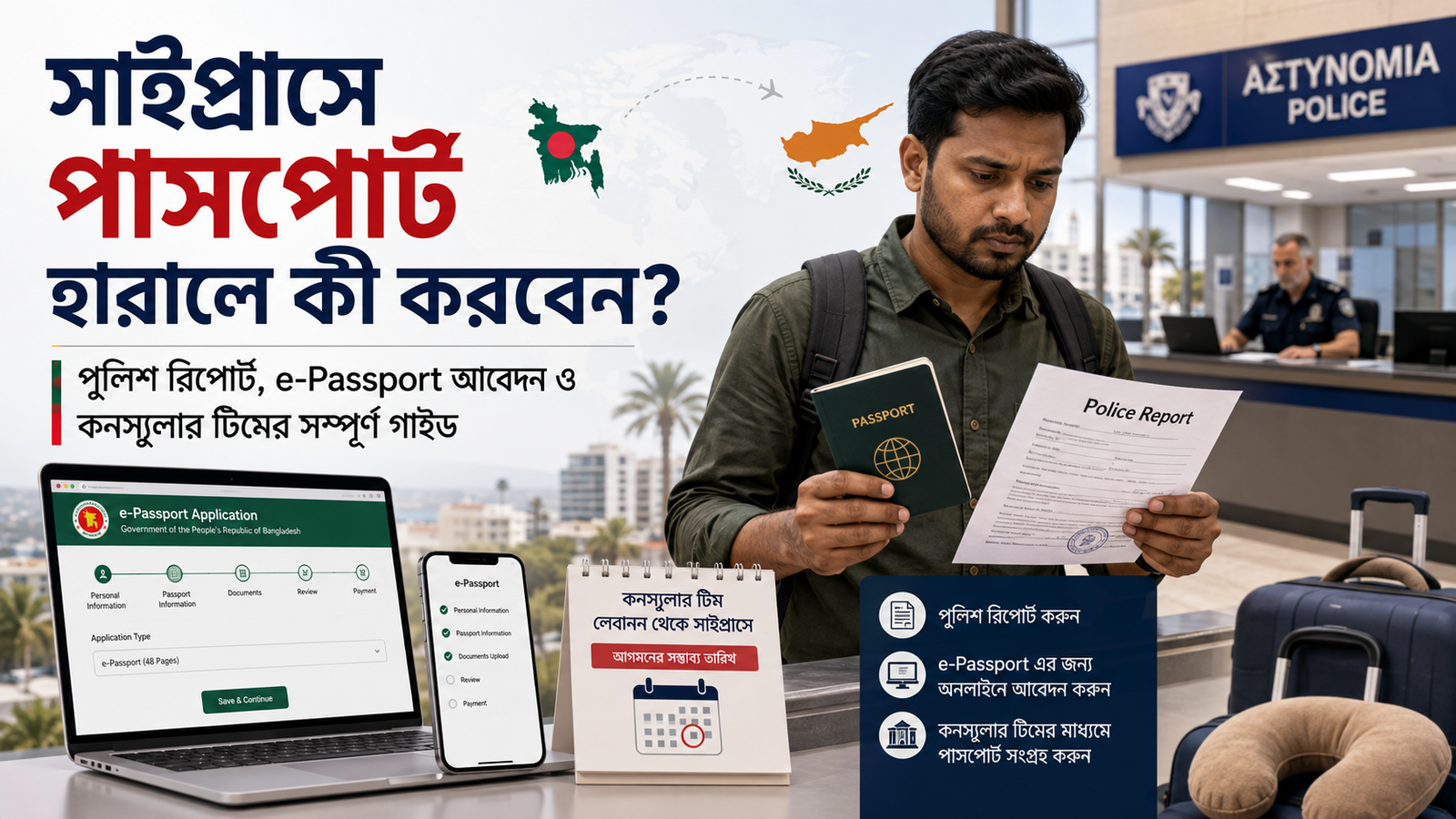 সাইপ্রাসে বাংলাদেশির পাসপোর্ট হারালে কী করবেন? পুলিশ রিপোর্ট থেকে নতুন পাসপোর্ট—সম্পূর্ণ গাইড