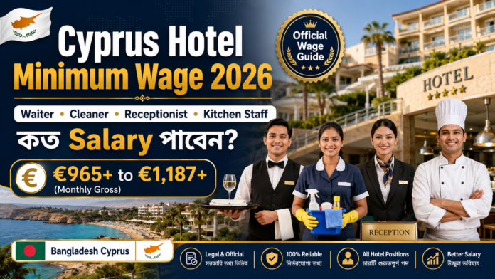 Cyprus Hotel Minimum Wage 2026 waiter cleaner receptionist kitchen staff salary