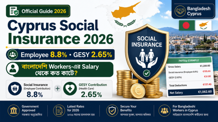Cyprus Social Insurance 2026 employee contribution 8.8 percent